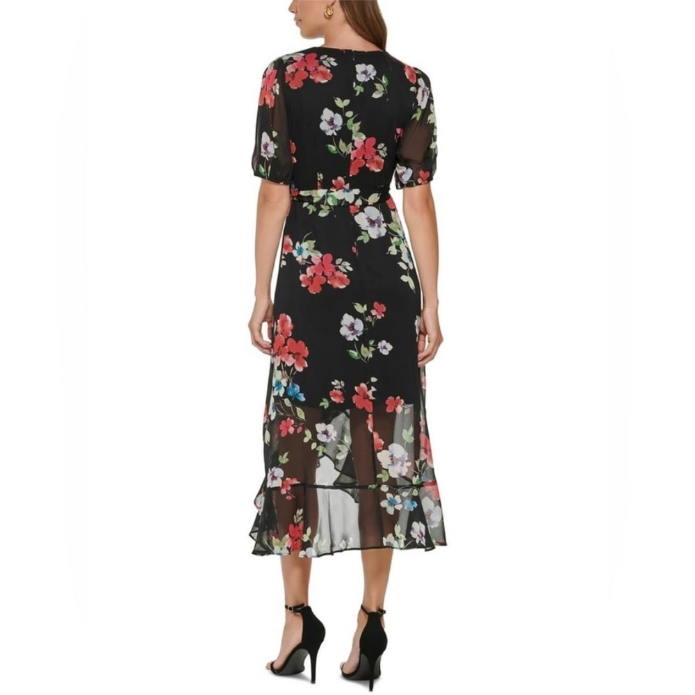 DKNY Women's Black
Floral-Print Ruffled Hem Puff Sleeve Midi
Dress Size 14W NWT - Picture 2 of 16